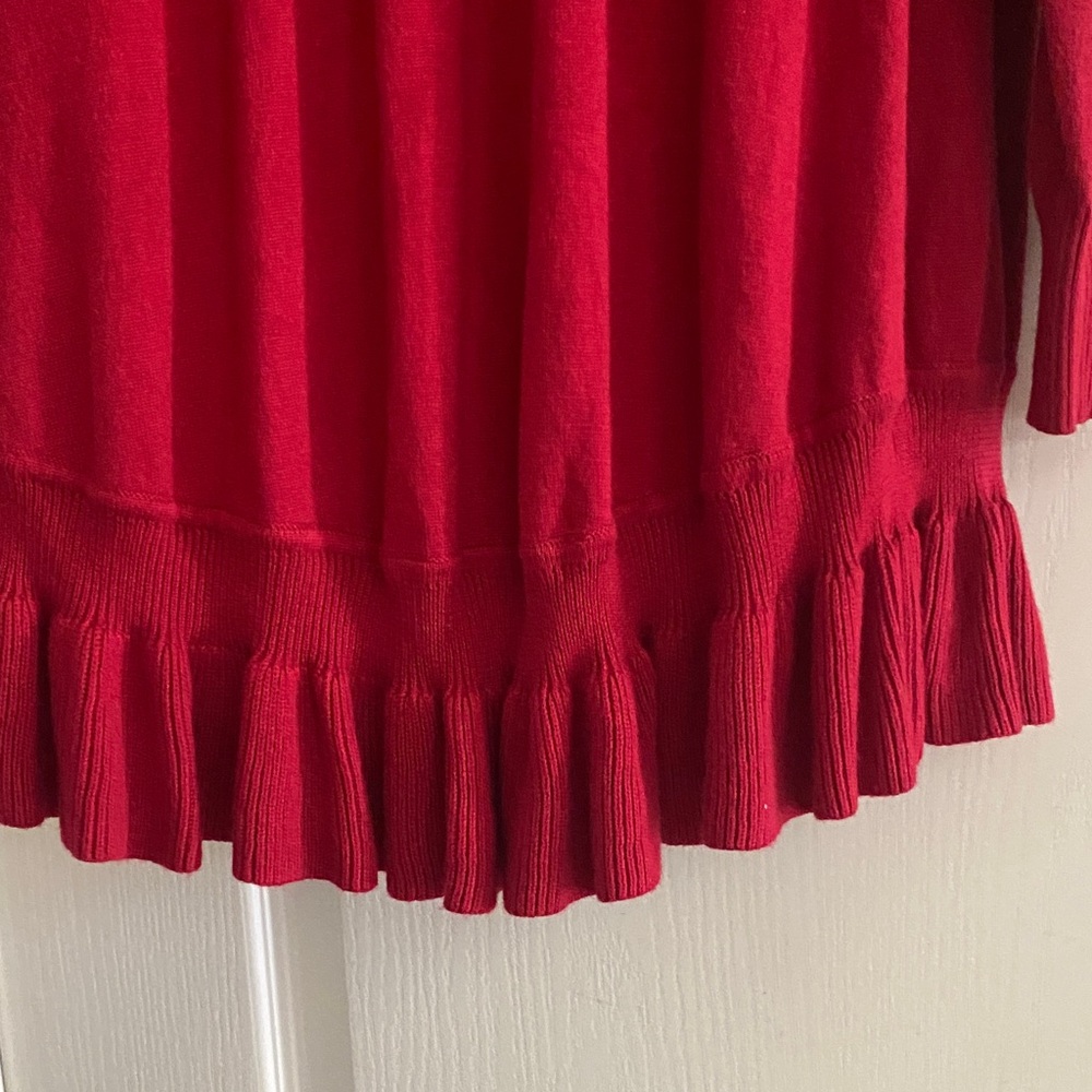 Style & Co. Red Ruffled Cardigan - Picture 6 of 10